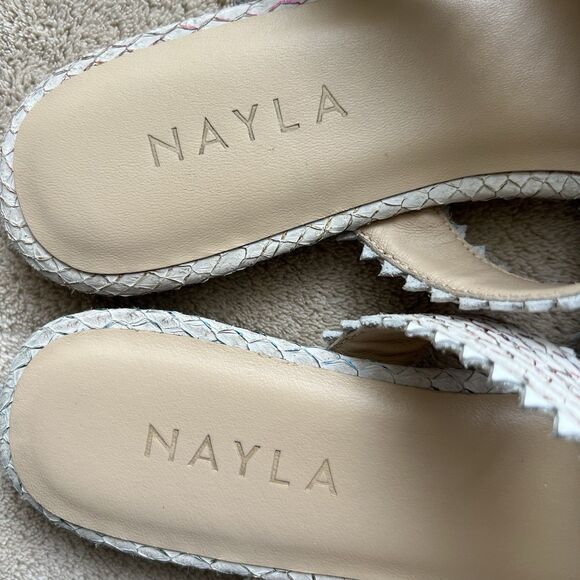 Nayla Clara Rainbow Fish Scales Slide Flat Sandals Women 7 Zig Zag Wide Straps - Picture 12 of 15